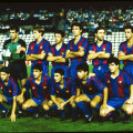 Barcelona Team wearing FC Barcelona 1990-91 shirt